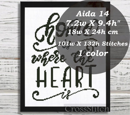 Home Is Where The Heart Is cross stitch pattern