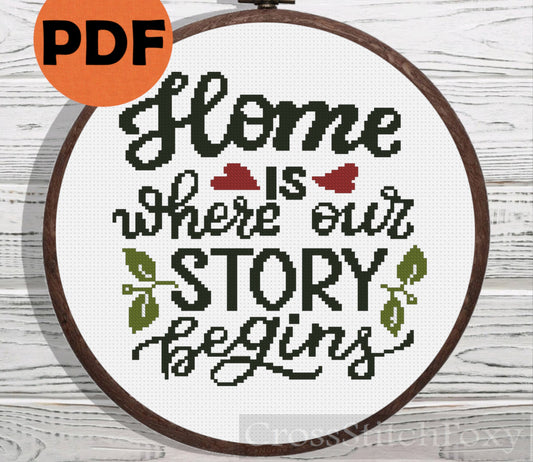 Home Is Were Our Story Begins cross stitch pattern