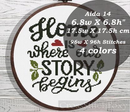 Home Is Were Our Story Begins cross stitch pattern