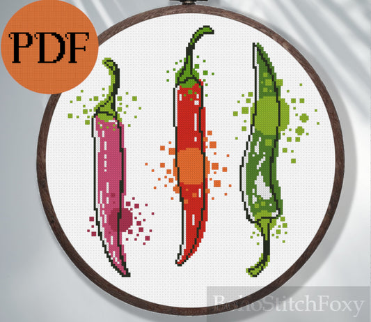 Hot chili pepper cross stitch pattern