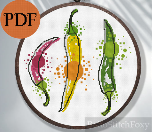 Hot chili pepper cross stitch pattern