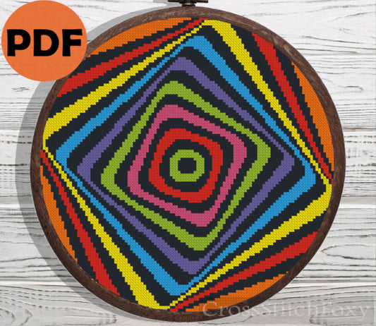 Hypnotic abstract cross stitch pattern