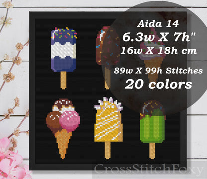 Ice Cream Cross Stitch Pattern