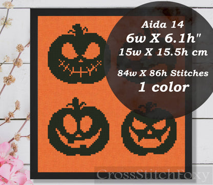 Jack O Lantern Halloween cross stitch pattern