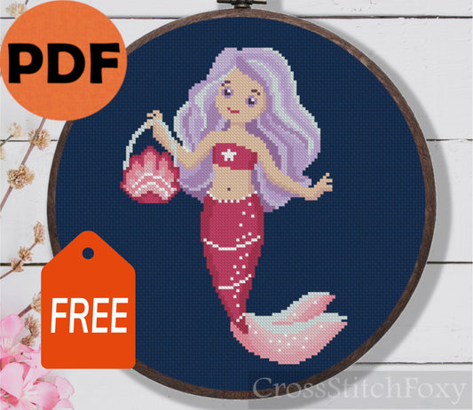 Little Mermaid Cross Stitch Pattern FREE