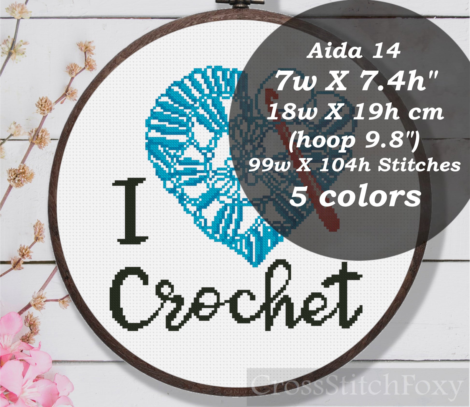 Love Crochet Heart Quote Cross Stitch Pattern