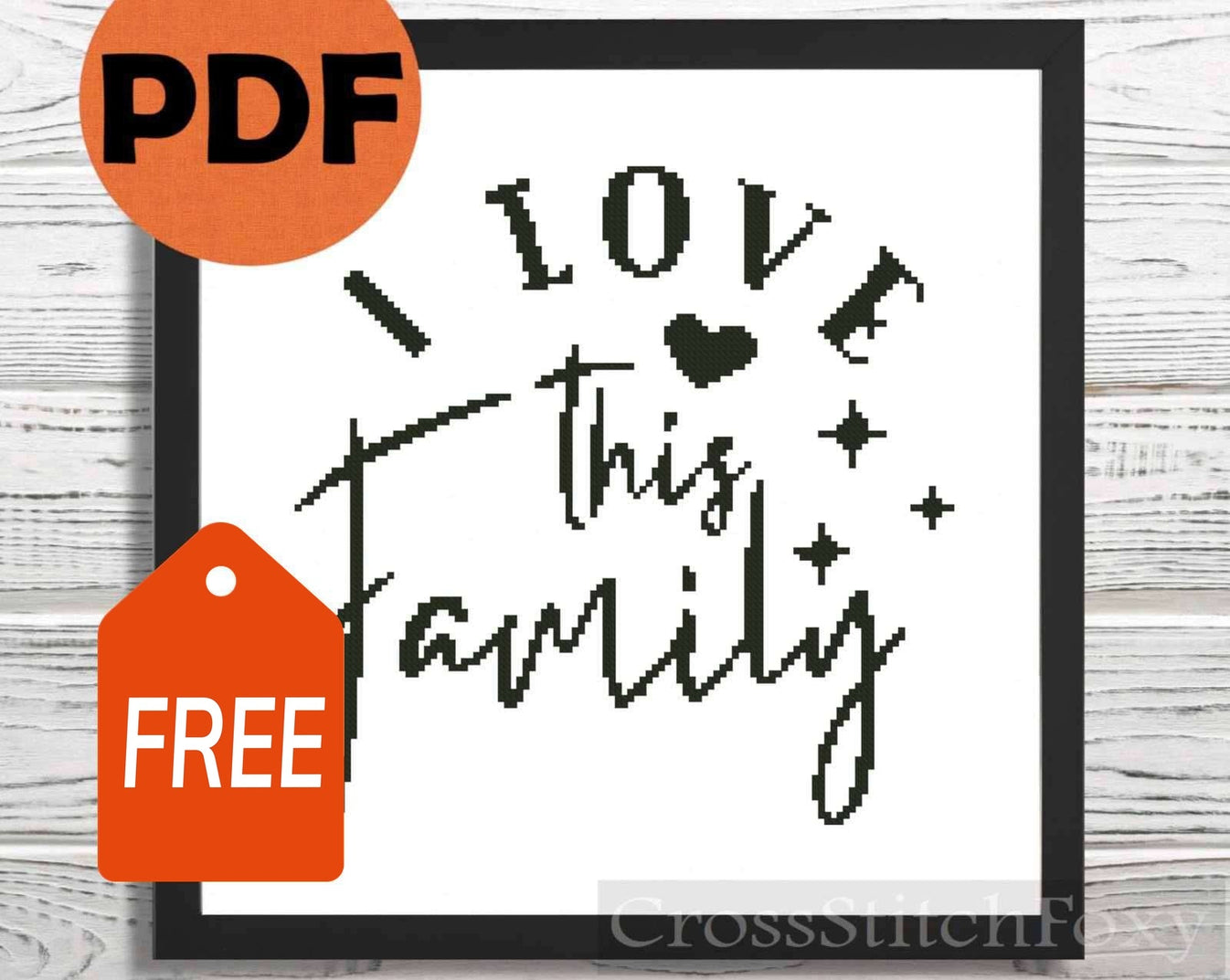 I Love This Family cross stitch pattern FREE Cross Stitch Foxy