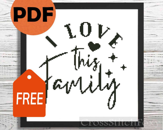 I Love This Family cross stitch pattern