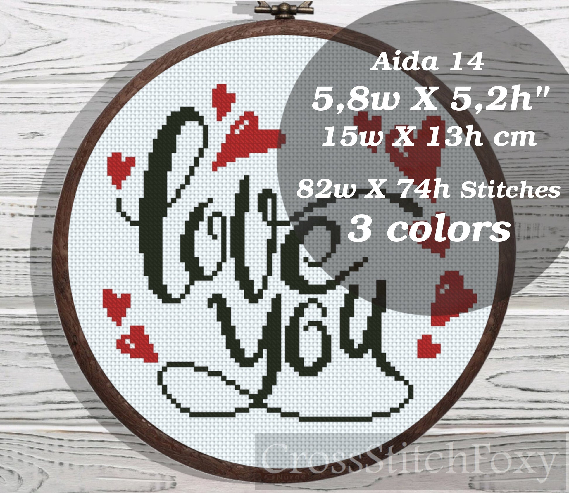 Love You Hearts cross stitch pattern