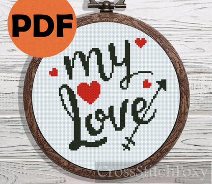 My Love cross stitch pattern