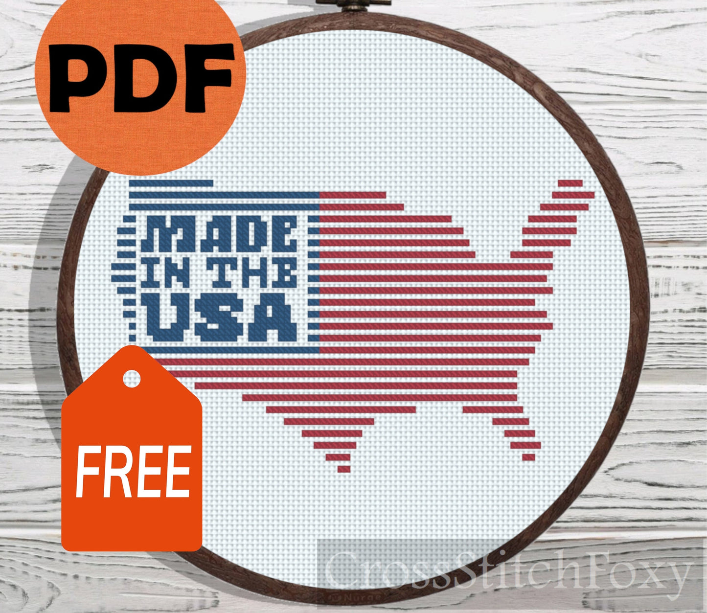 Made USA Map Cross Stitch Pattern FREE