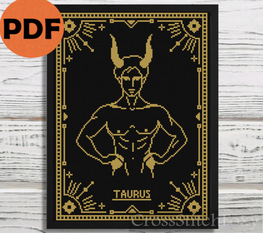 Man Taurus Zodiac cross stitch pattern