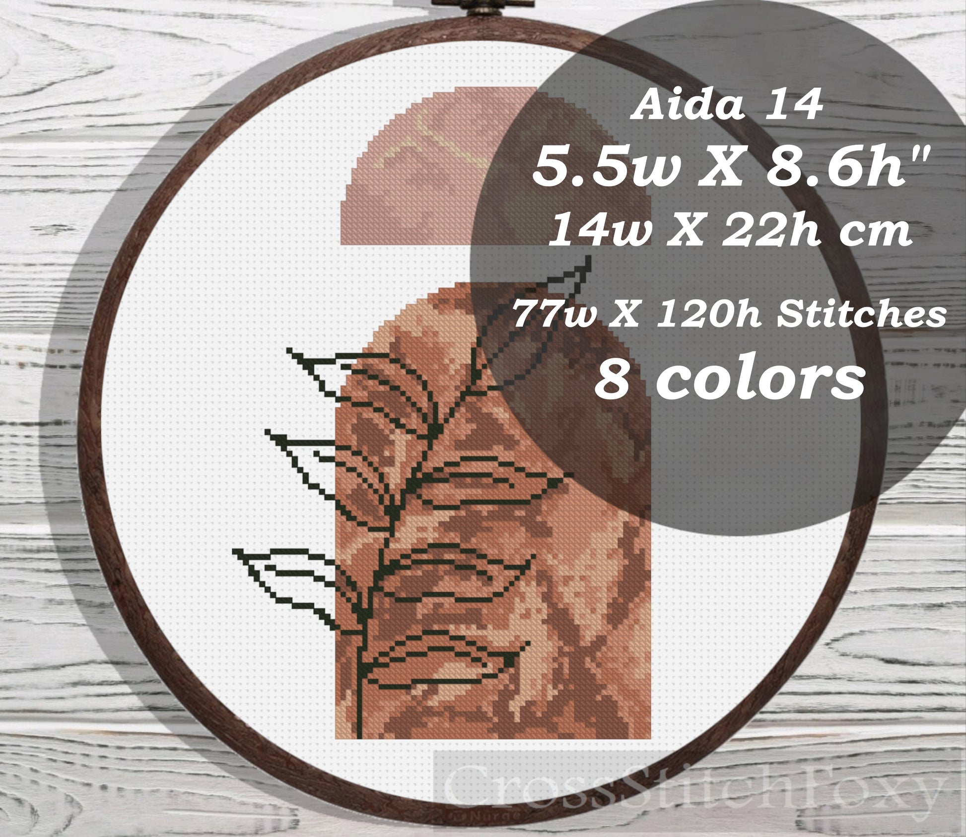 Marble abstract boho leaves cross stitch pattern