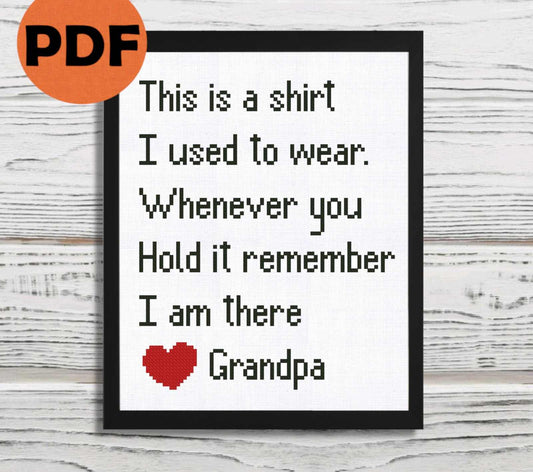 Memory Pillow Grandpa cross stitch pattern