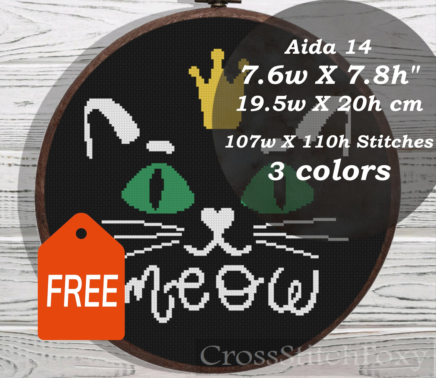 Meow Cat Pillow Cross Stitch Pattern FREE