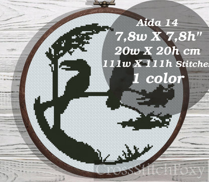 Monochrome toucan cross stitch pattern