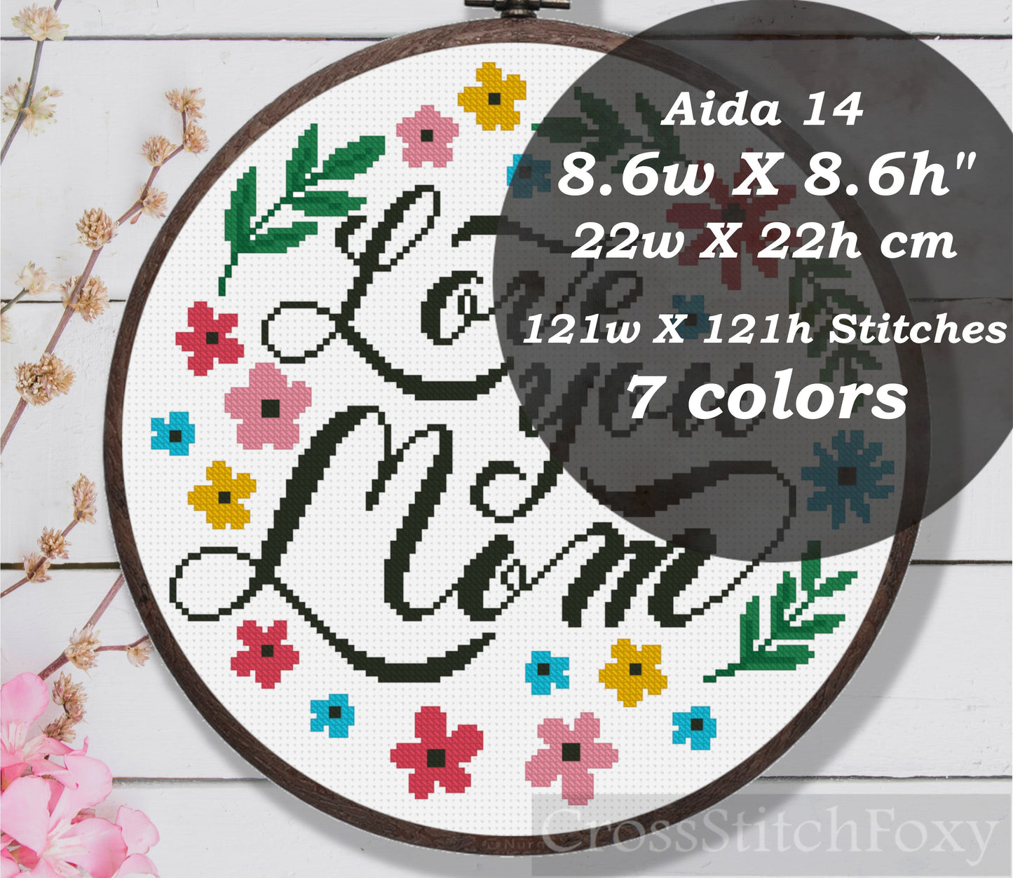 Mother's Day Lettering Love Mom Cross Stitch Pattern