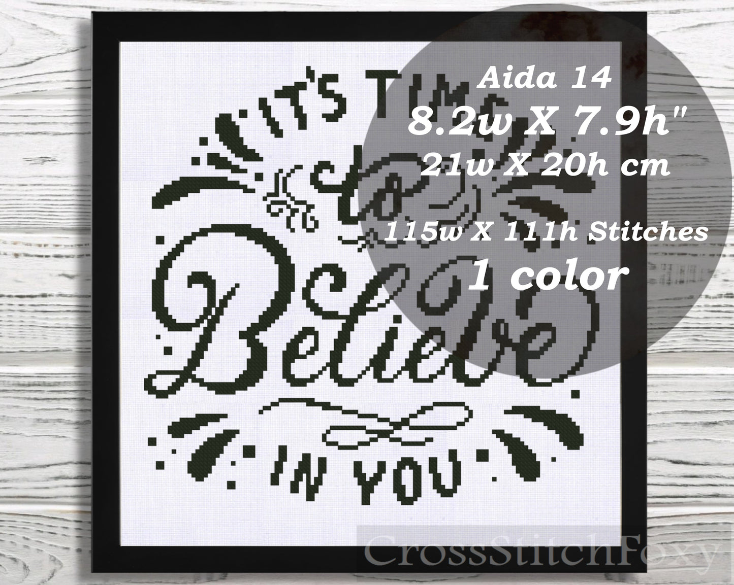 Motivational Quote Believe In You cross stitch pattern