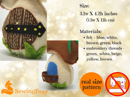 Mushroom fairy house soft toy sewing pattern