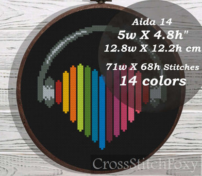 Music Heart cross stitch pattern