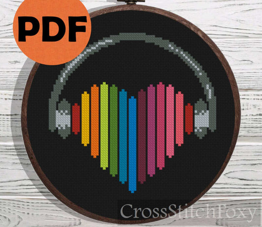 Music Heart cross stitch pattern