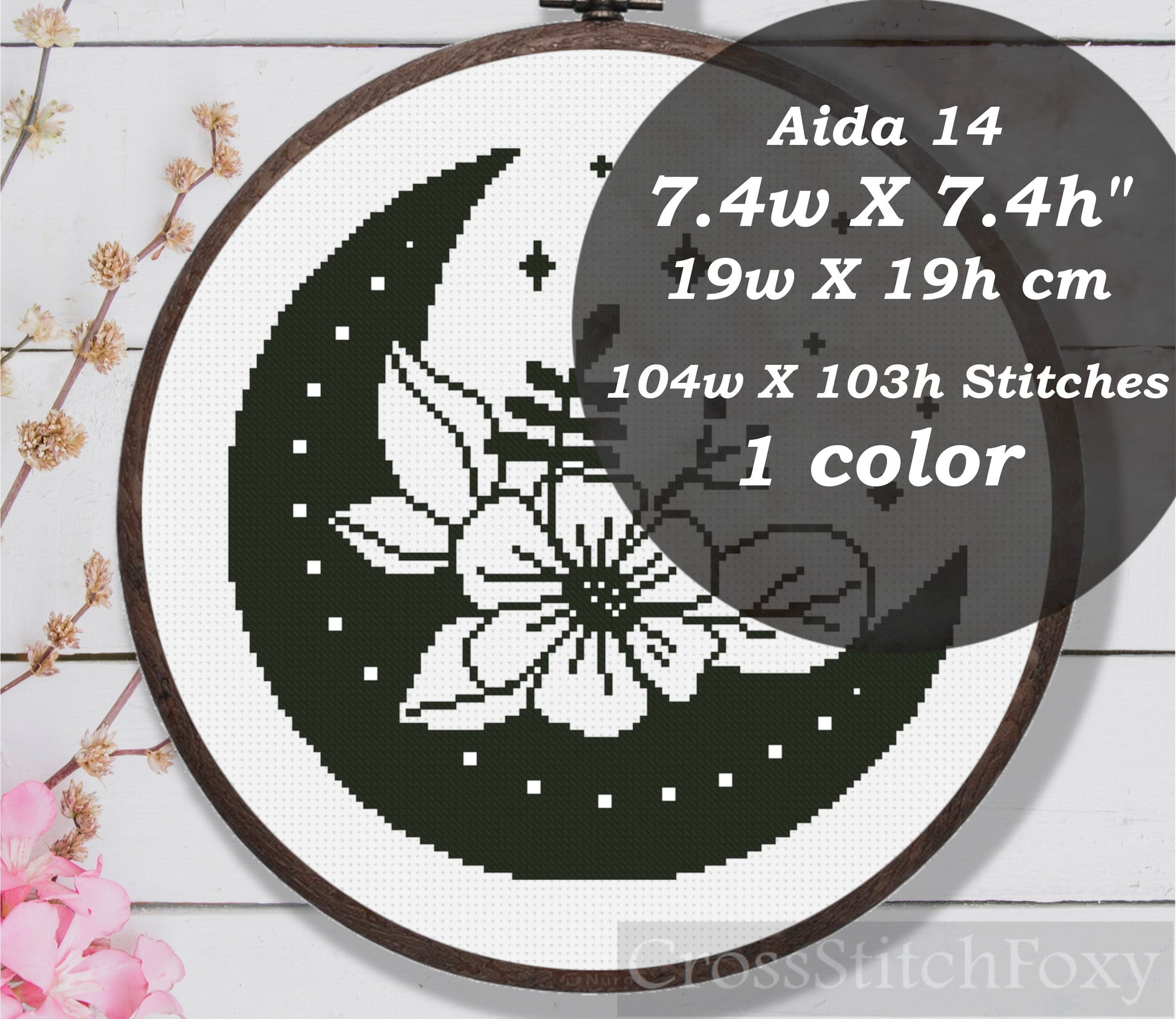 Mystical Moon Flowers cross stitch pattern