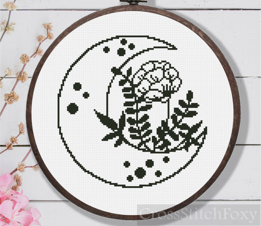 Mystical Moon Flowers cross stitch pattern