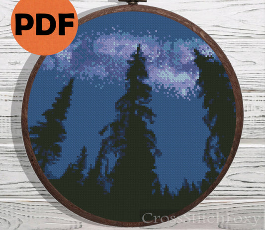 Night Forest cross stitch pattern