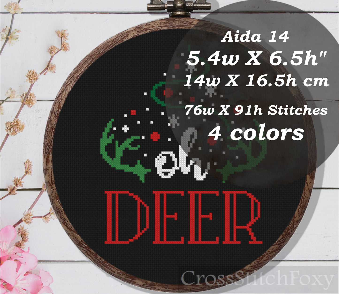 Oh deer funny Christmas cross stitch pattern