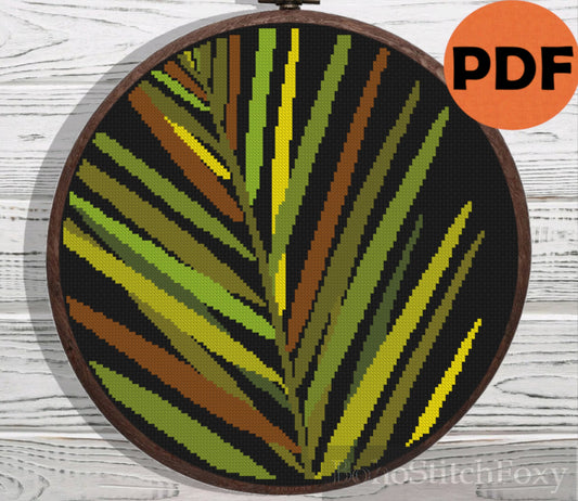 Palm leaf cross stitch pattern