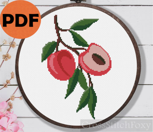 Peach Branch Cross Stitch Pattern