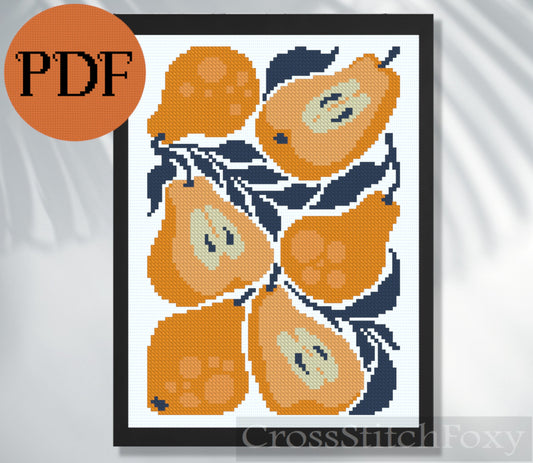 Pear Fruit Cross Stitch Pattern