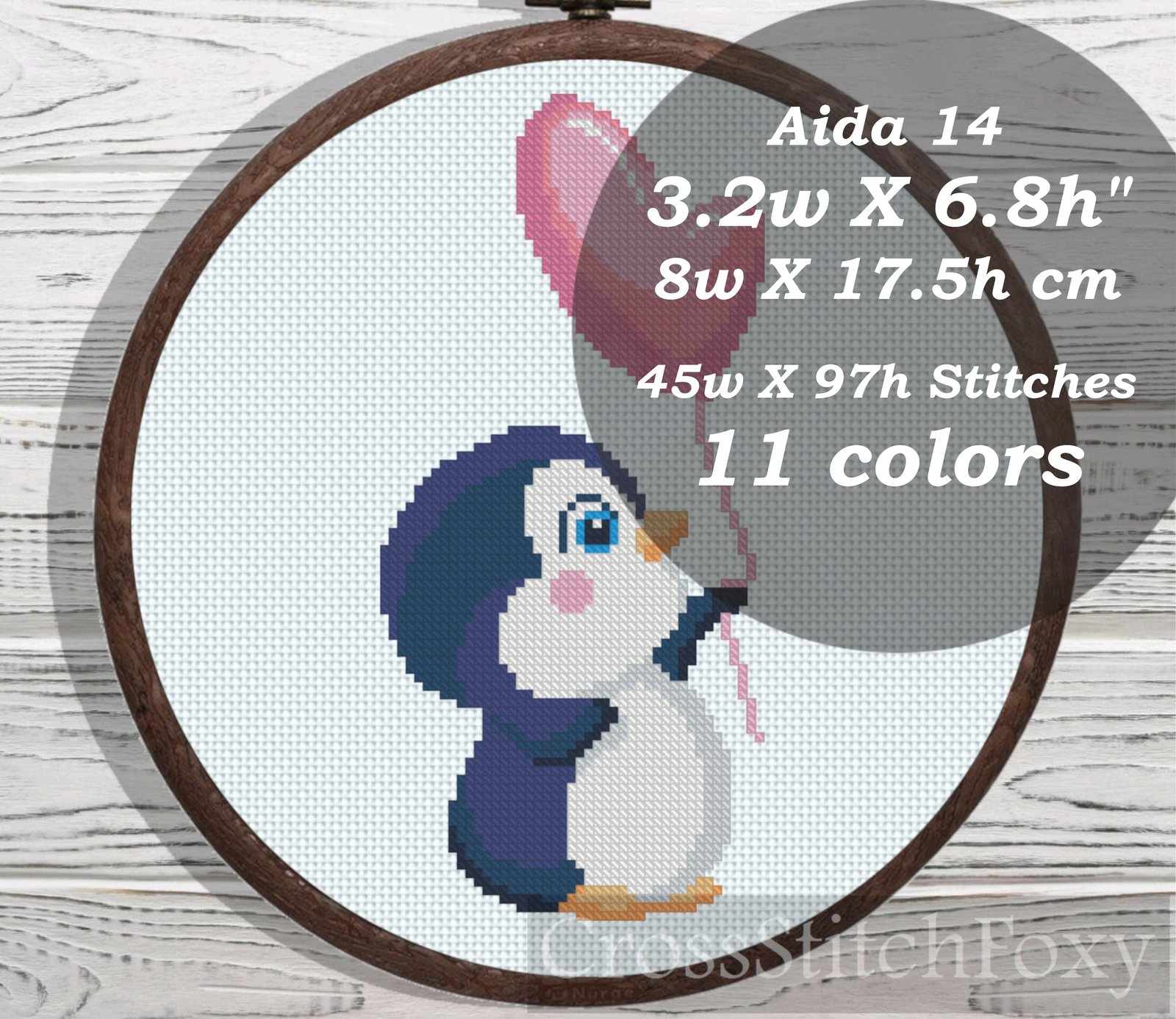 Penguin cross stitch pattern