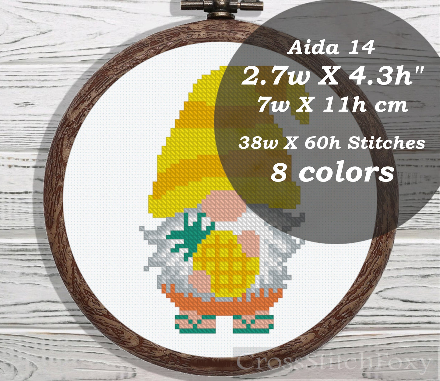 Pineapple gnome cross stitch pattern