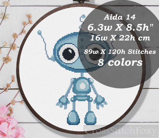 Robot cross stitch pattern