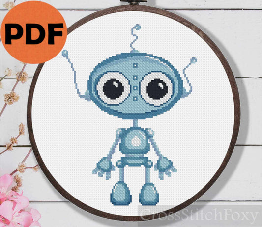 Robot cross stitch pattern
