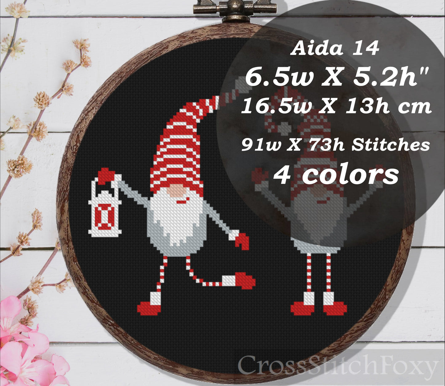 Scandinavian gnomes cross stitch pattern
