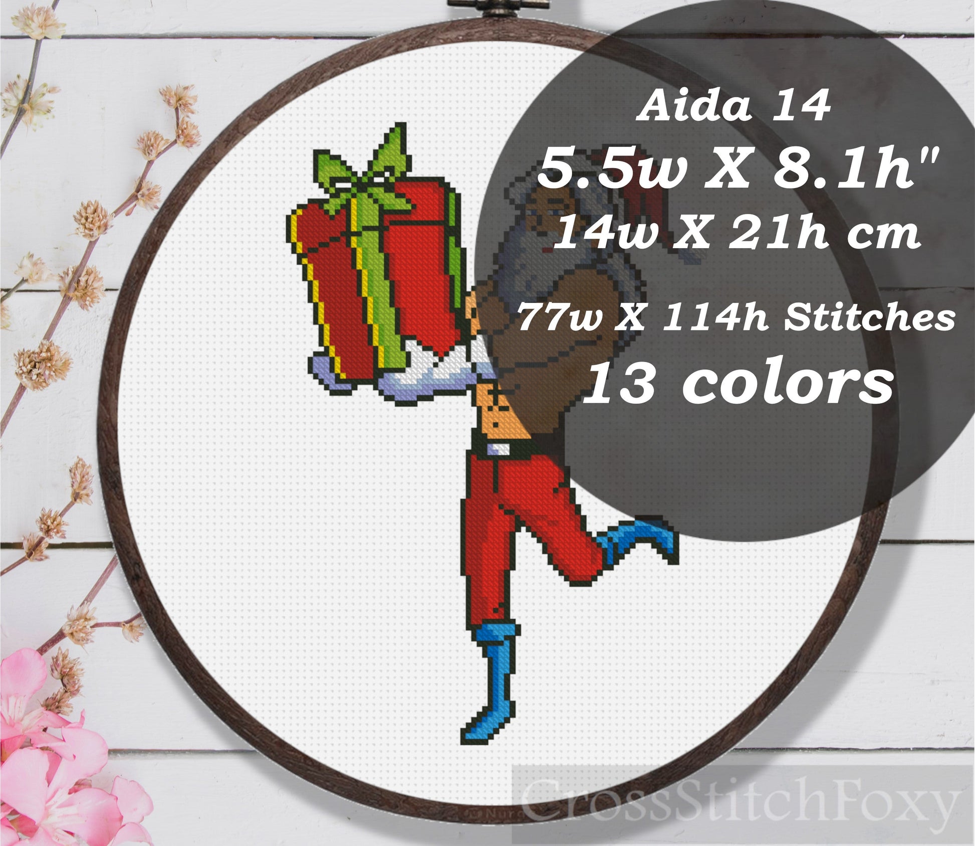 Sexy Santa with gift cross stitch pattern