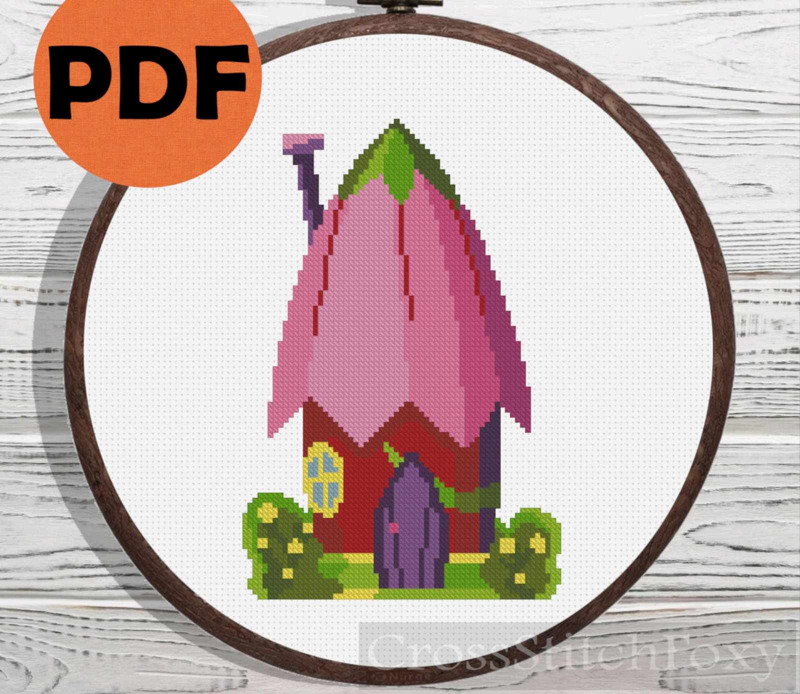 Small Fairy House cross stitch pattern