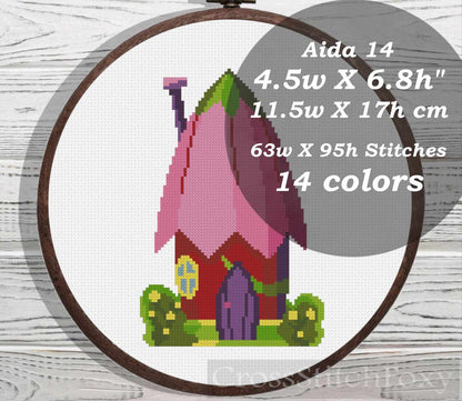 Small Fairy House cross stitch pattern