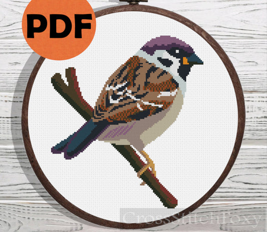 Sparrow cross stitch pattern