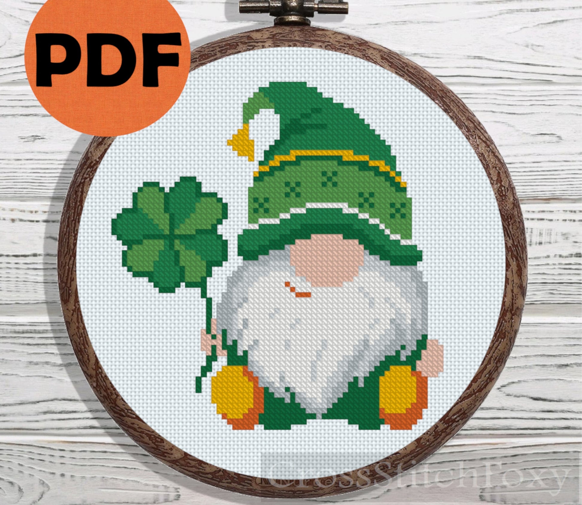 st-patrick-gnome-with-shamrock-cross-stitch-pattern-cross-stitch-foxy for Free Printable Gnome Cross Stitch Patterns St Patrick Gnome with Shamrock cross stitch pattern – Cross Stitch Foxy for Free Printable Gnome Cross Stitch Patterns