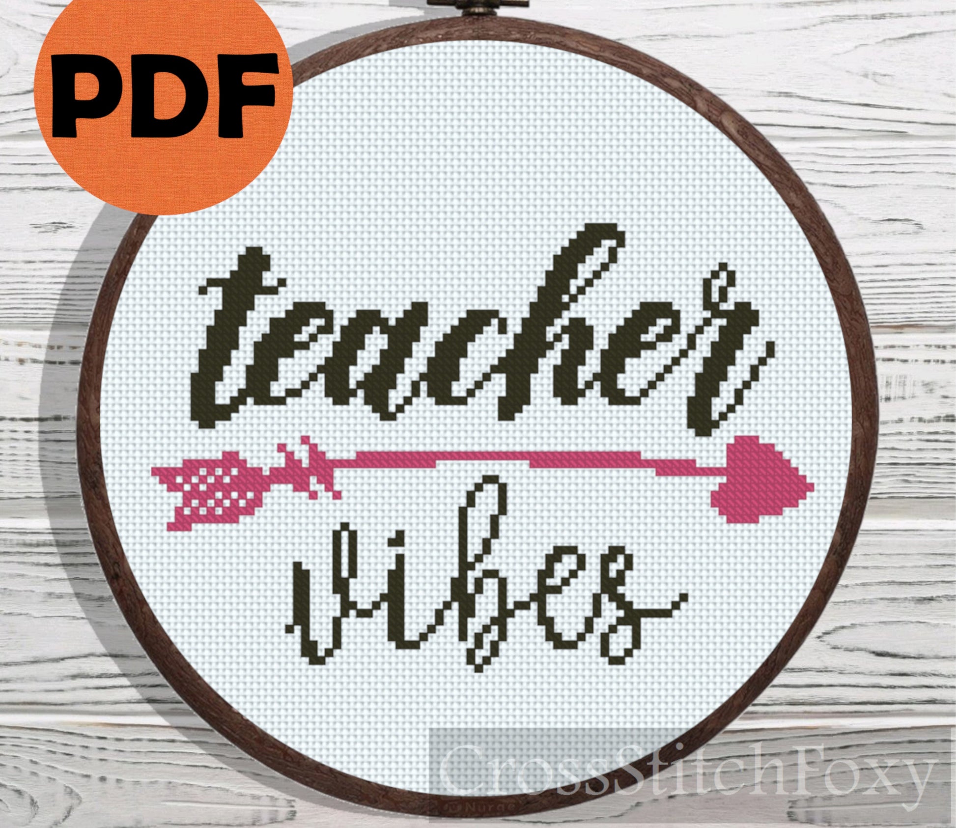 Teacher Vibes cross stitch pattern
