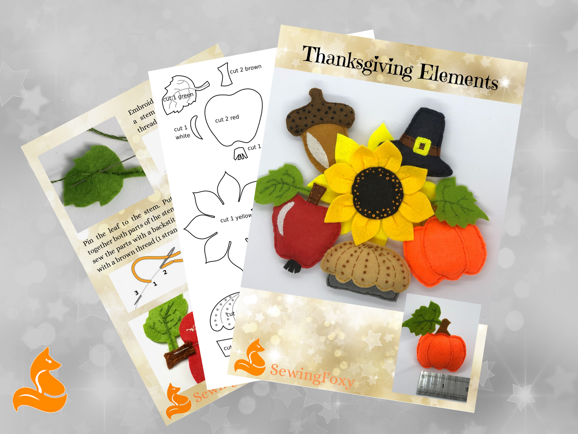 Thanksgiving Felt Decor Elements Sewing Patterns
