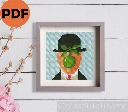 The Son Of Man Apple Magritte Cross Stitch Pattern
