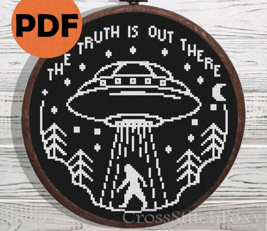The Truth Is Out There Bigfoot cross stitch pattern