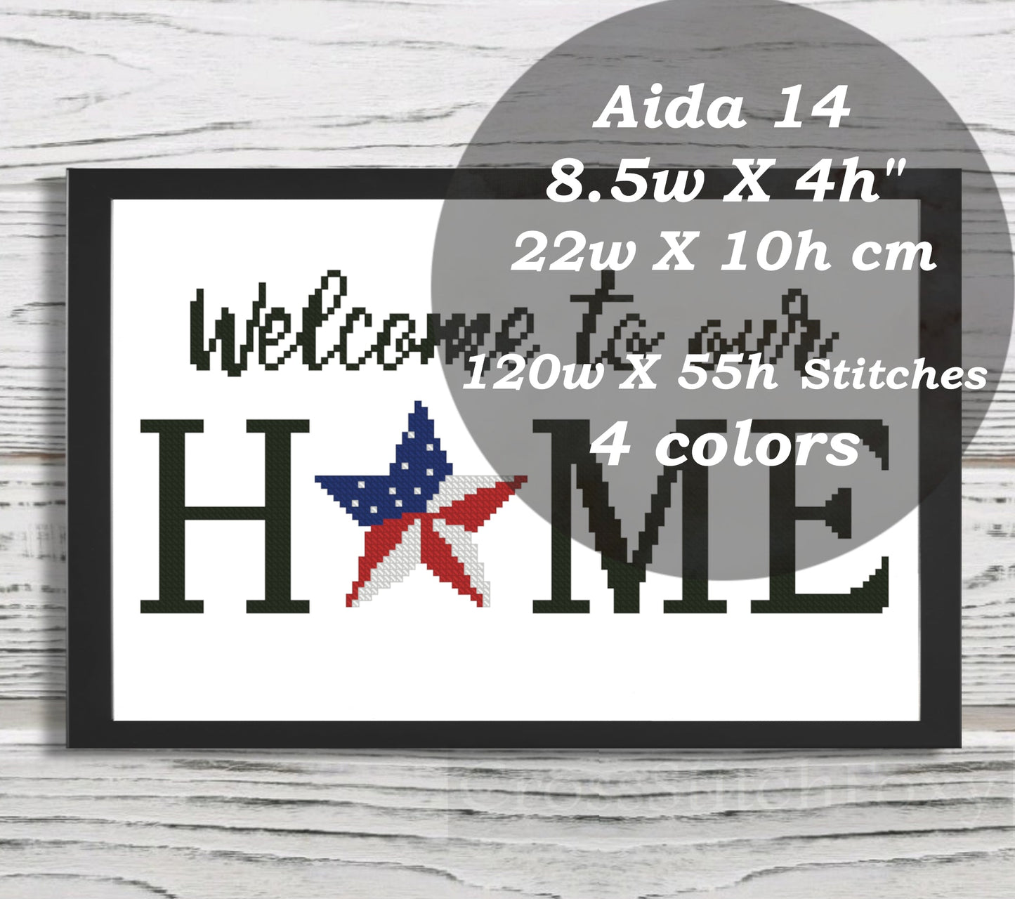 USA Patriotic Home Sign cross stitch pattern