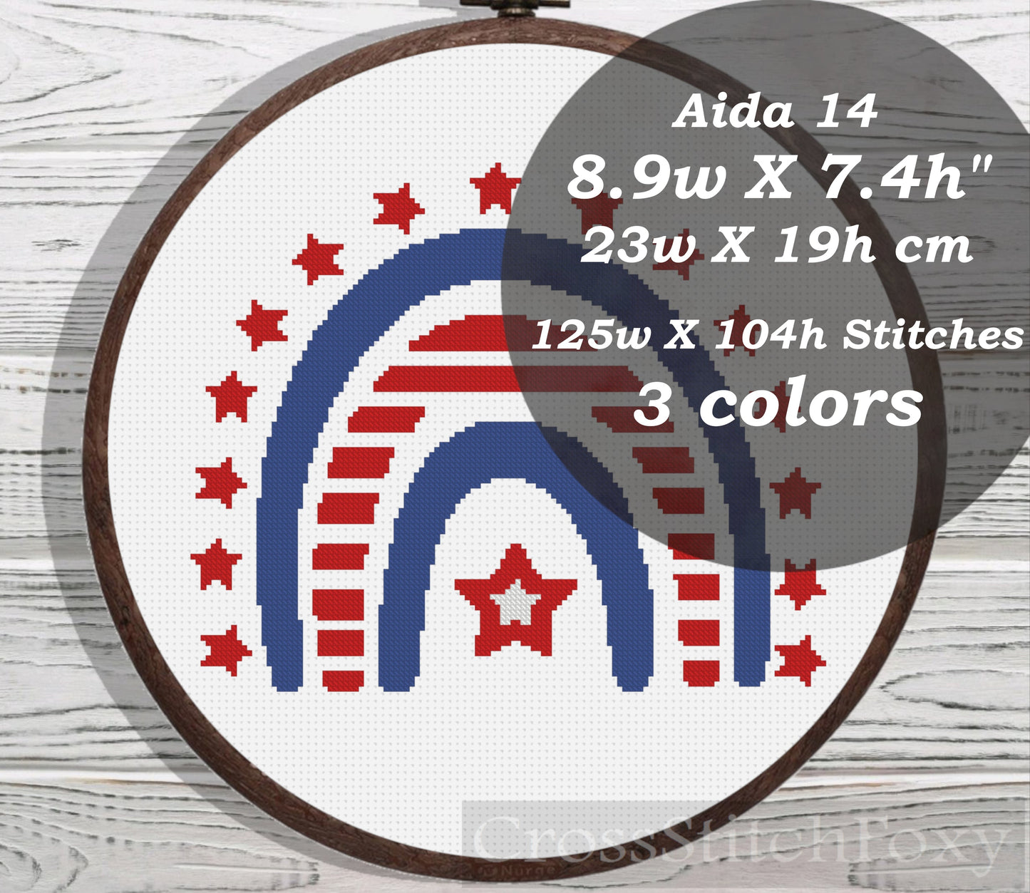 USA patriotic rainbow cross stitch pattern