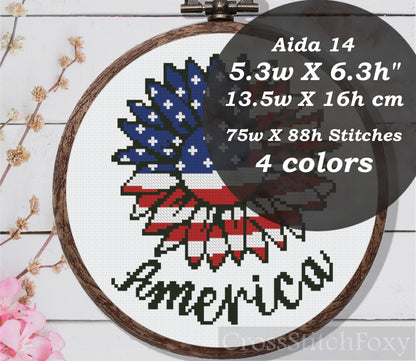 US Patriotic Flag Peace Love America Cross Stitch Patterns PDF