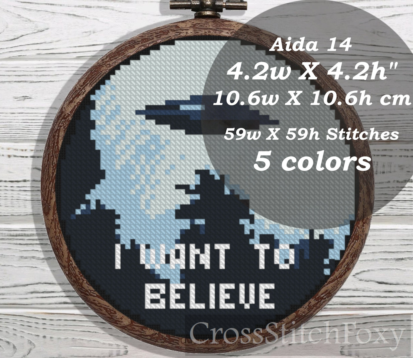 I Want To Believe X-Files cross stitch pattern